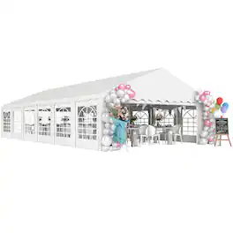 Outsunny - x 40' Party Tent, Outdoor Canopy Tent with Removable Sidewalls, 12 Windows for Parties, Wedding, Events - White