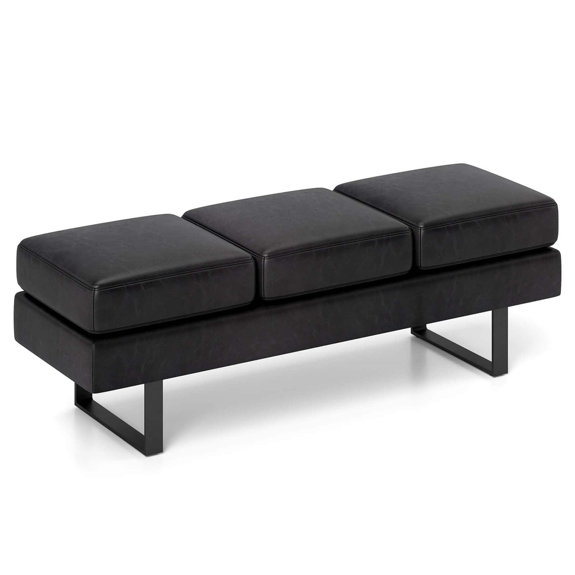 Costway - Waiting Room Bench Seating with Metal Frame Leg Upholstered Reception Bench - Black