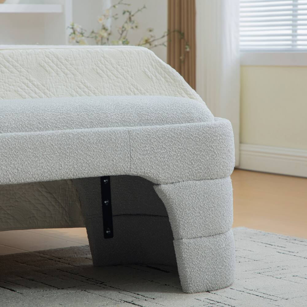 Alt View 1. Ropilly - Ropilly 65 Inch Modern Boucle Bedroom Bench Tufted Entryway Ottoman Foot Stool Light Gray - Light Gray.