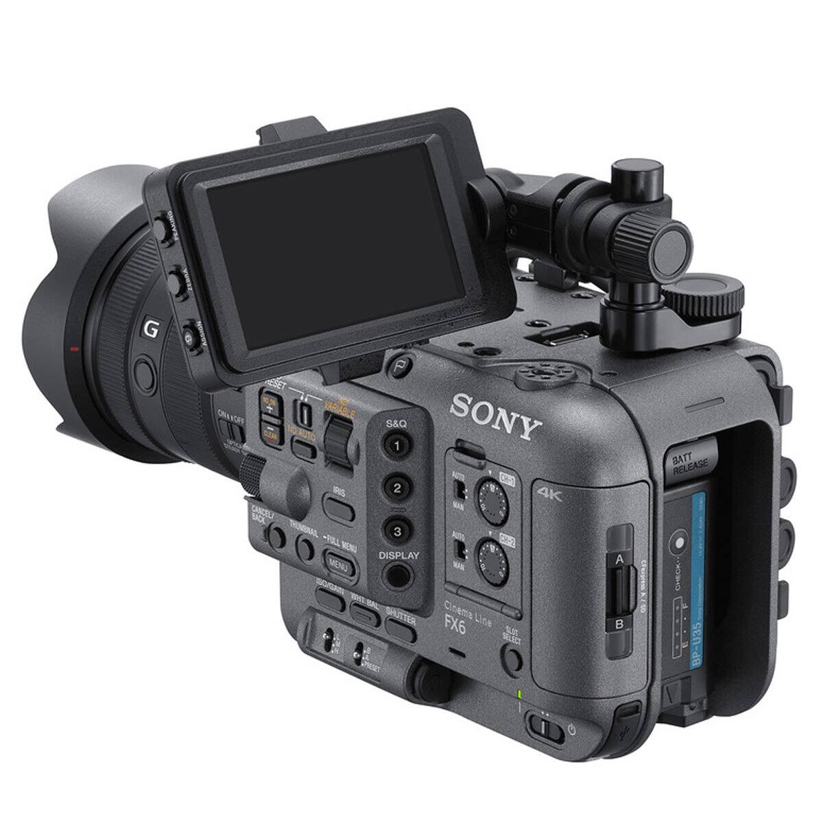 G  
ESET NO. ON CN: &OFF VARABLE S&Q SONY CLEAR ND/AUTO 1 AUTO IRIS 2 8 4K CANCEL MAN BACK THUMBNAIL FULL 3 OTUA MENU DISPLAY 18+ MENU MAM & ISCIGAIN WHT. BAL Cinema SHUTTER FX6 Line SLOT SELECT  
A B  
BATT RELEASE CHECK BP-U35