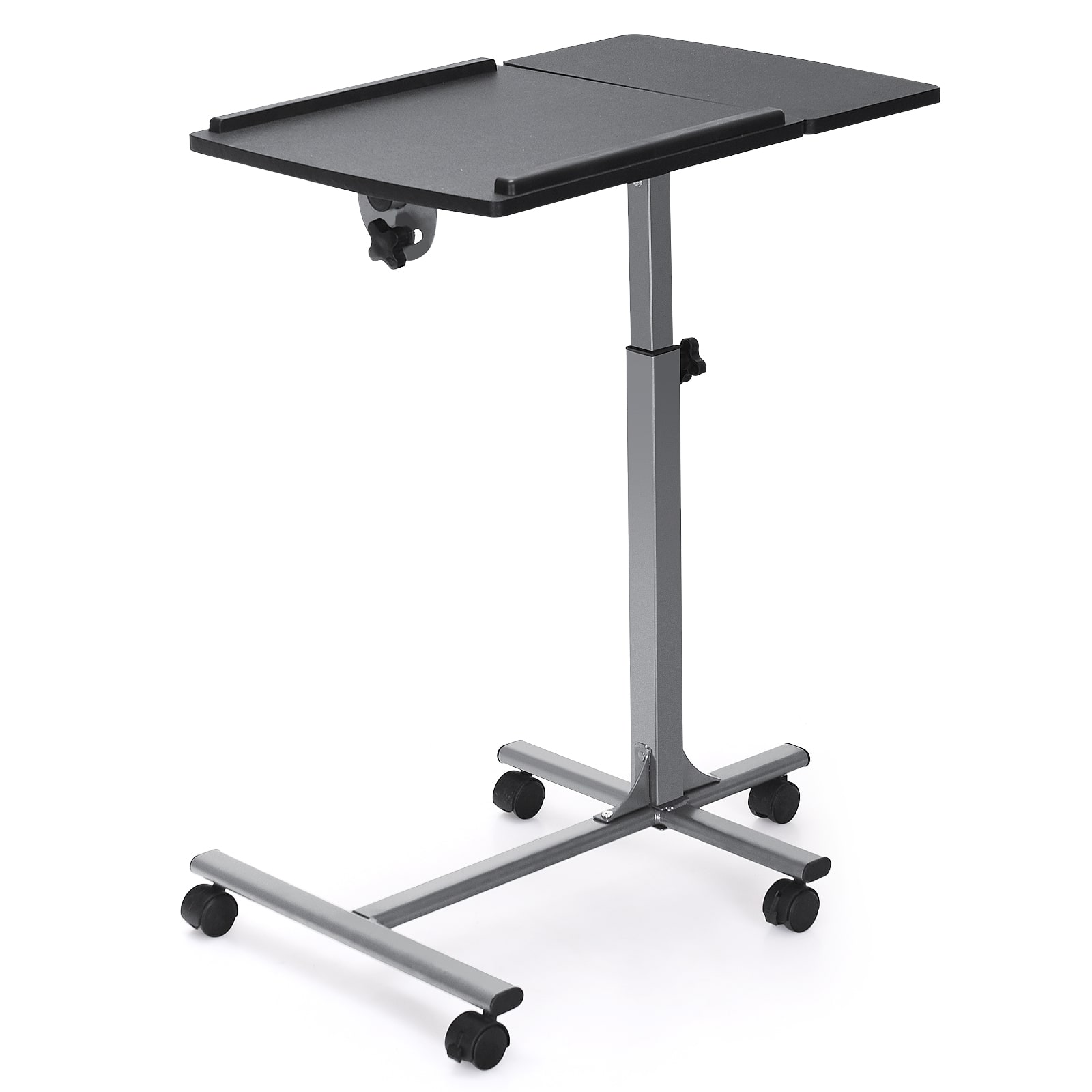 Ecooso - Rolling Laptop Table, Height Adjustable, Tilt Angle Top, Mobile Laptop Stand for Home Office - Black