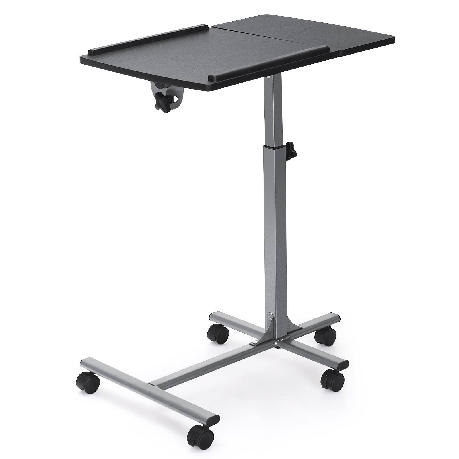 Front. Ecooso - Rolling Laptop Table, Height Adjustable, Tilt Angle Top, Mobile Laptop Stand for Home Office - Black.