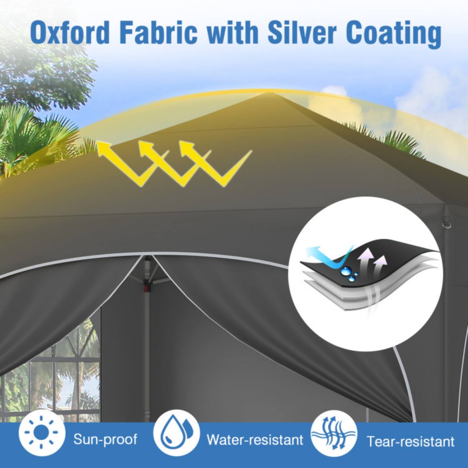 Oxford Fabric with Silver Coating

- Sun-proof
- Water-resistant
- Tear-resistant