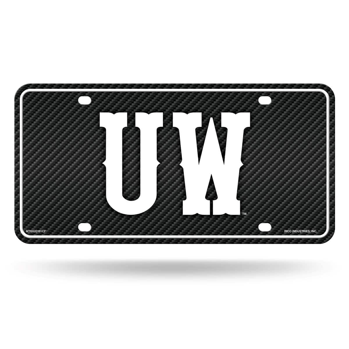 Rico Industries - Wyoming Cowboys NCAA 12x6 Carbon Fiber Design Metal License Plate - Multi