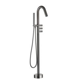 Boyel Living - Freestanding Floor Mount Single Handle Bath Tub Filler Faucet with Water Supply Lines - Gunmetal Gray