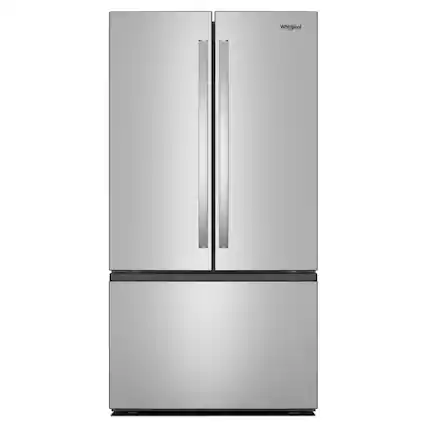 Front. Whirlpool - 36 in. Wide 31 Cu.Ft. French Door Refrigerator with Ice Maker and Family-Sized Capacity - Fingerprint-Resistant Stainless Finish.