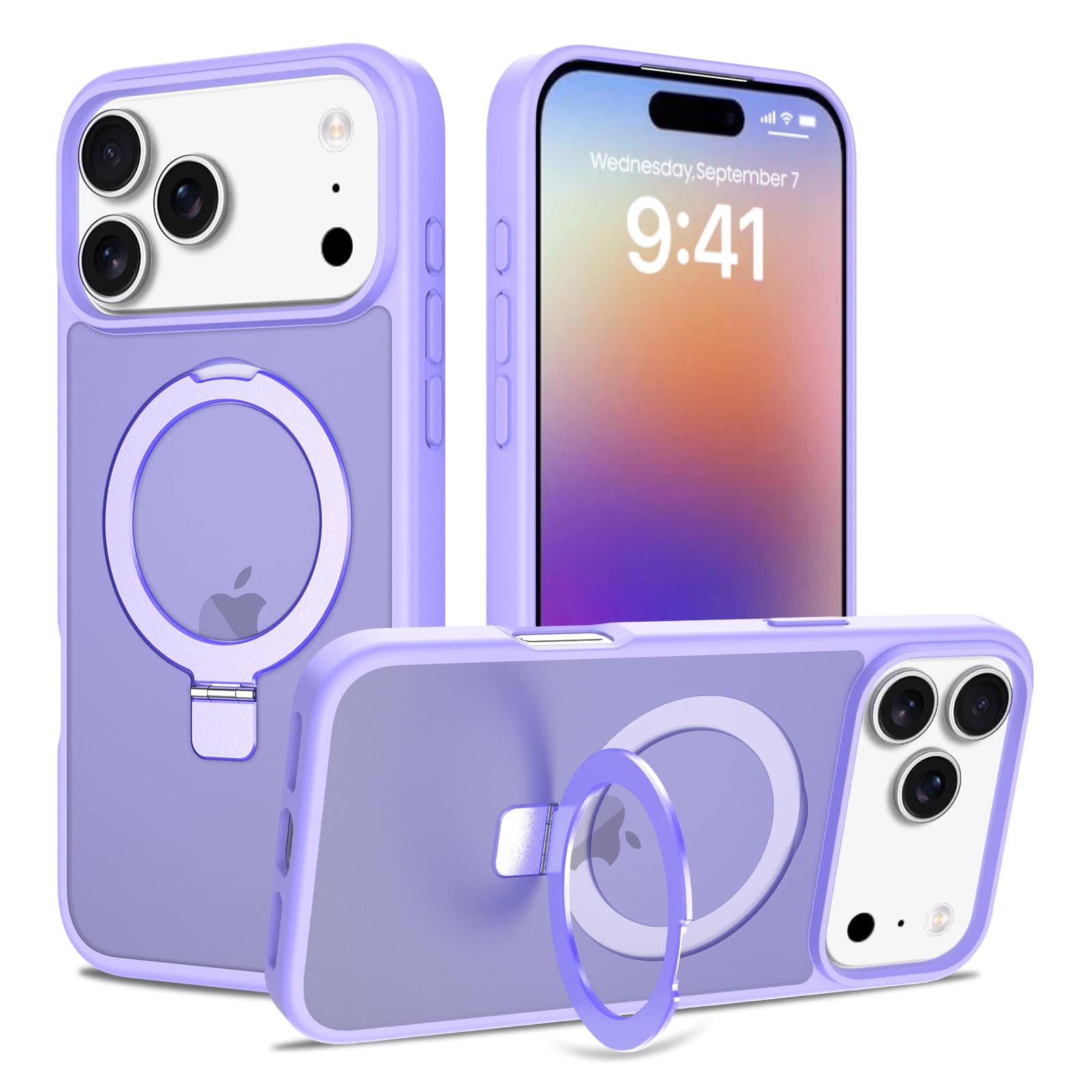 Dteck - Magnetic Case For Apple iPhone 17 Pro Slim Shockproof Matte Frosted Ring Kickstand Magnetic Cover Women Men - Lightpurple price history on PriceWatchPro