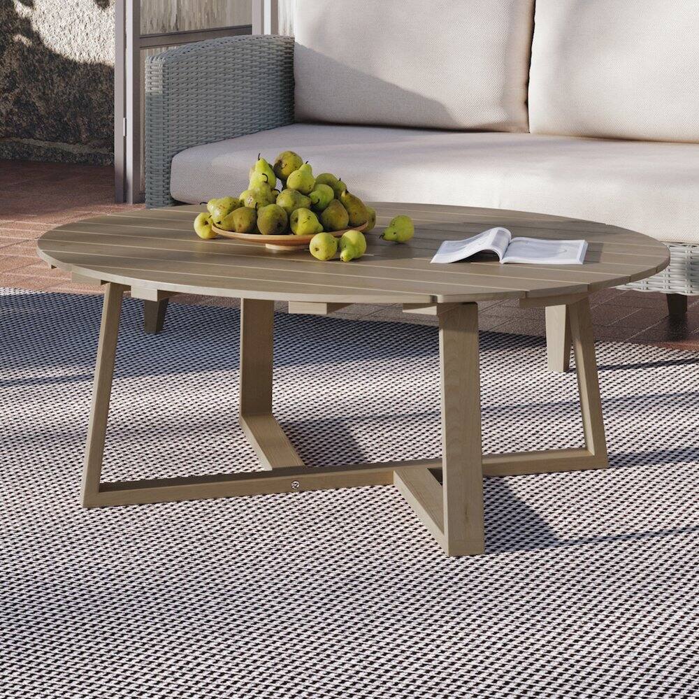 Alt View 5. New Classic Furniture - Carezza Wood Patio Coffee Table, Natural - Brown.