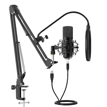 Front. METALTON - Microphone For Voice Recordings Podcasts Gaming Online Conferences Live Streaming Cardioid With Boom Arm - Default.