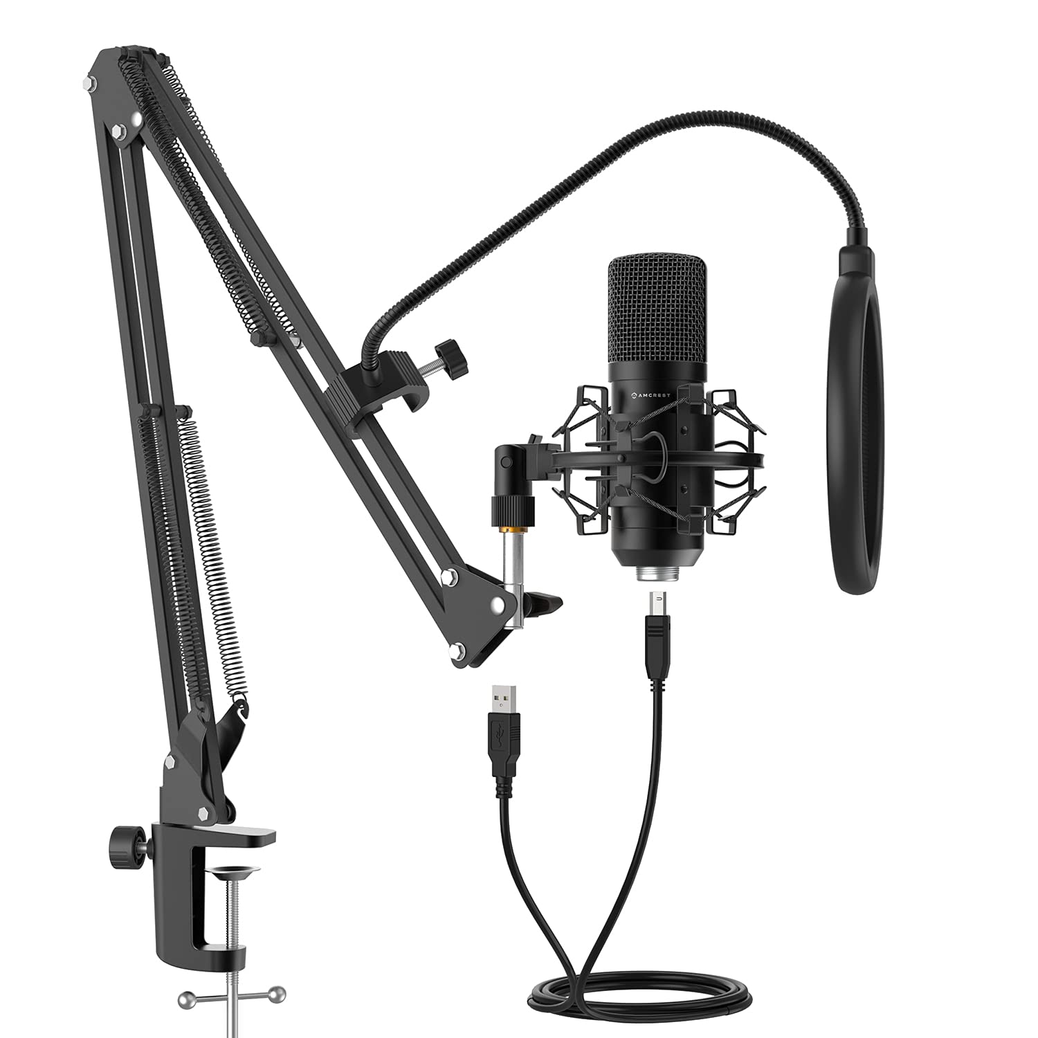 Front. METALTON - Microphone For Voice Recordings Podcasts Gaming Online Conferences Live Streaming Cardioid With Boom Arm - Default.