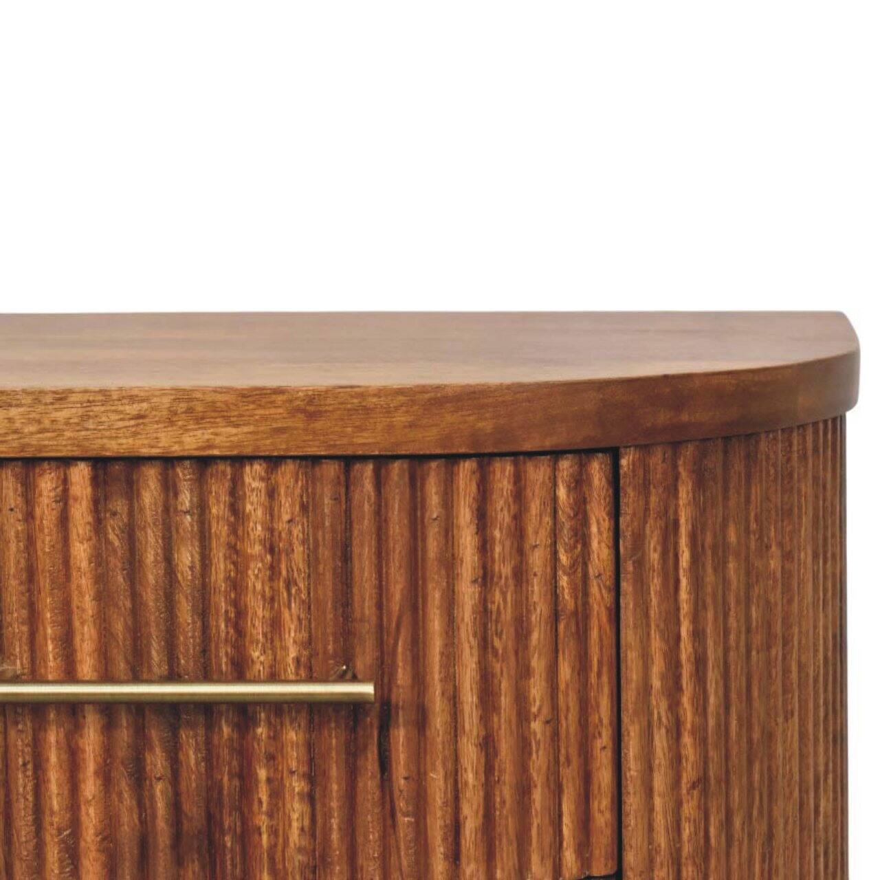 Back. Artisan Furniture - Artisan Furniture Solid Wood Ribbed Bedside with Brass Accents, 2 Drawers, Brown - Brown.