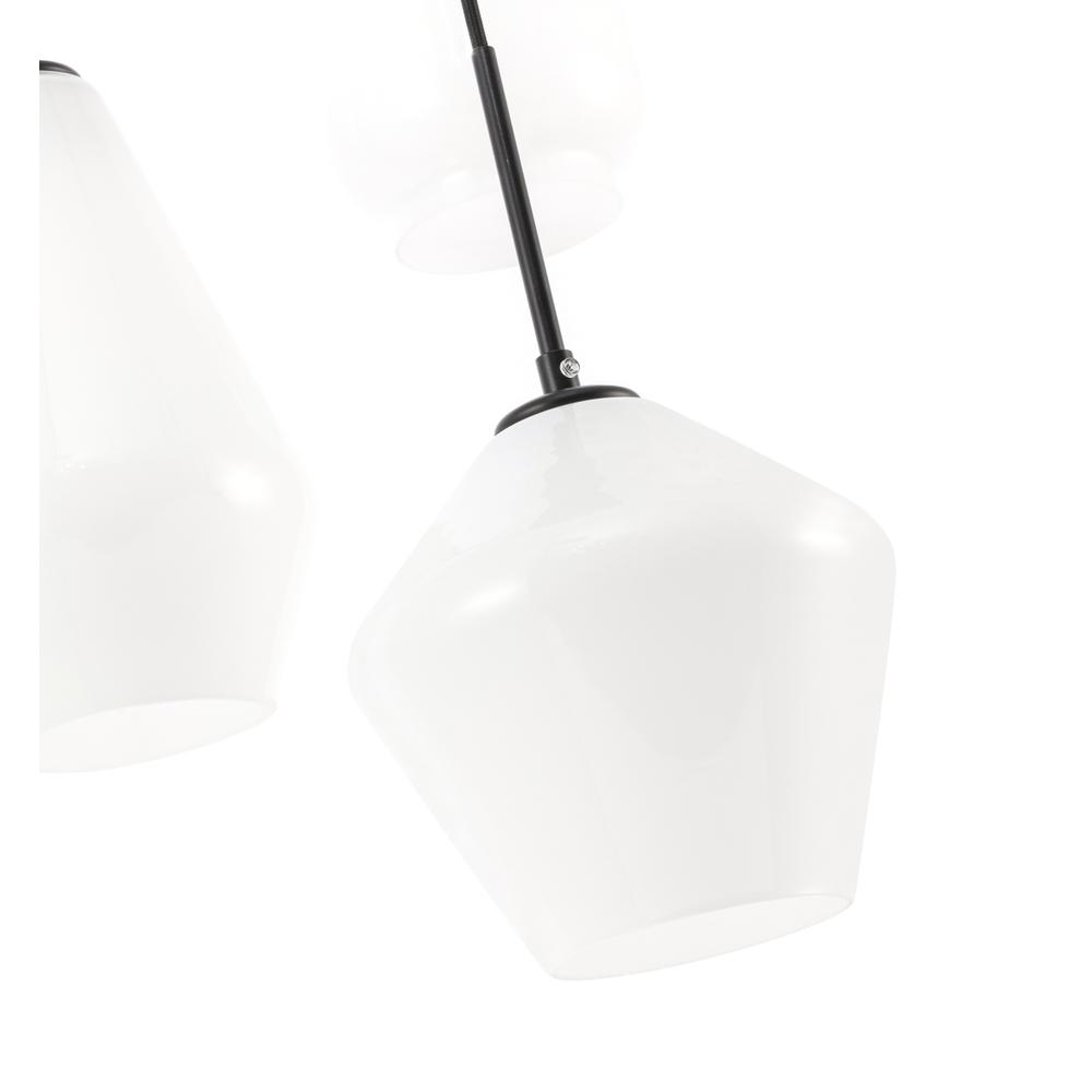 Alt View 1. Living District - Gene 3 light Black and Frosted white glass pendant - Black And Frosted White Glass.