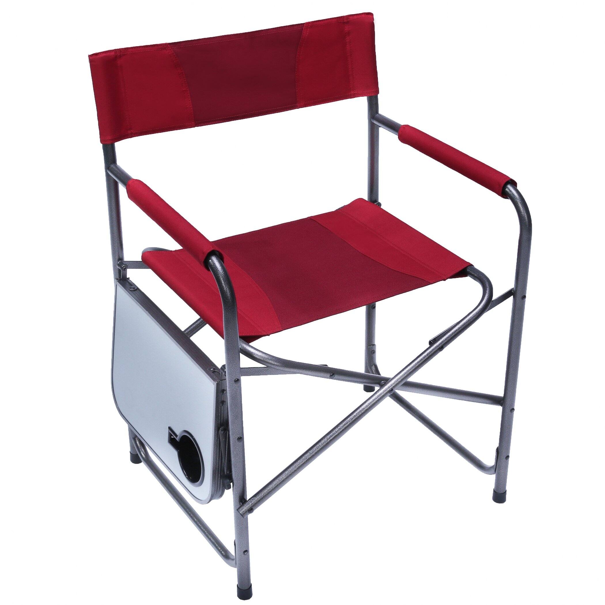 Back. JETRANSPORT - Portable Compact Steel Frame Director's Side Table Lightweight Oversized Chair For Outdoor Camp Fishing - Blue/Grey 225 LBS.