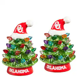 Evergreen Enterprises - Oklahoma Sooners 2-Pack 4" Ceramic LED Christmas Tree Set - Multicolor