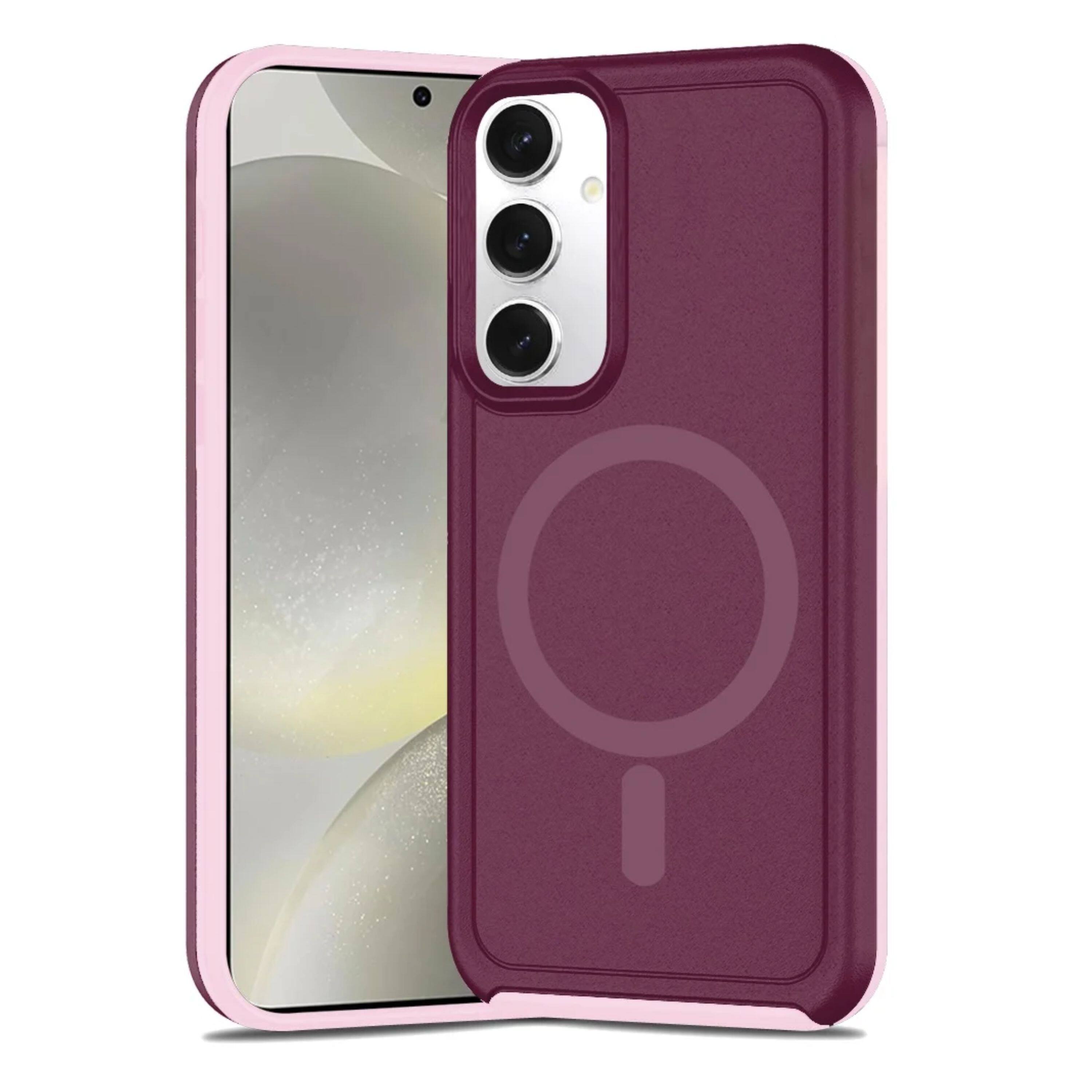 Kitcheniva - Shock-absorbent Magnetic Circle Phone Case With Tempered Glass For Samsung Galaxy S25+/S24+ - Burgundy price history on PriceWatchPro