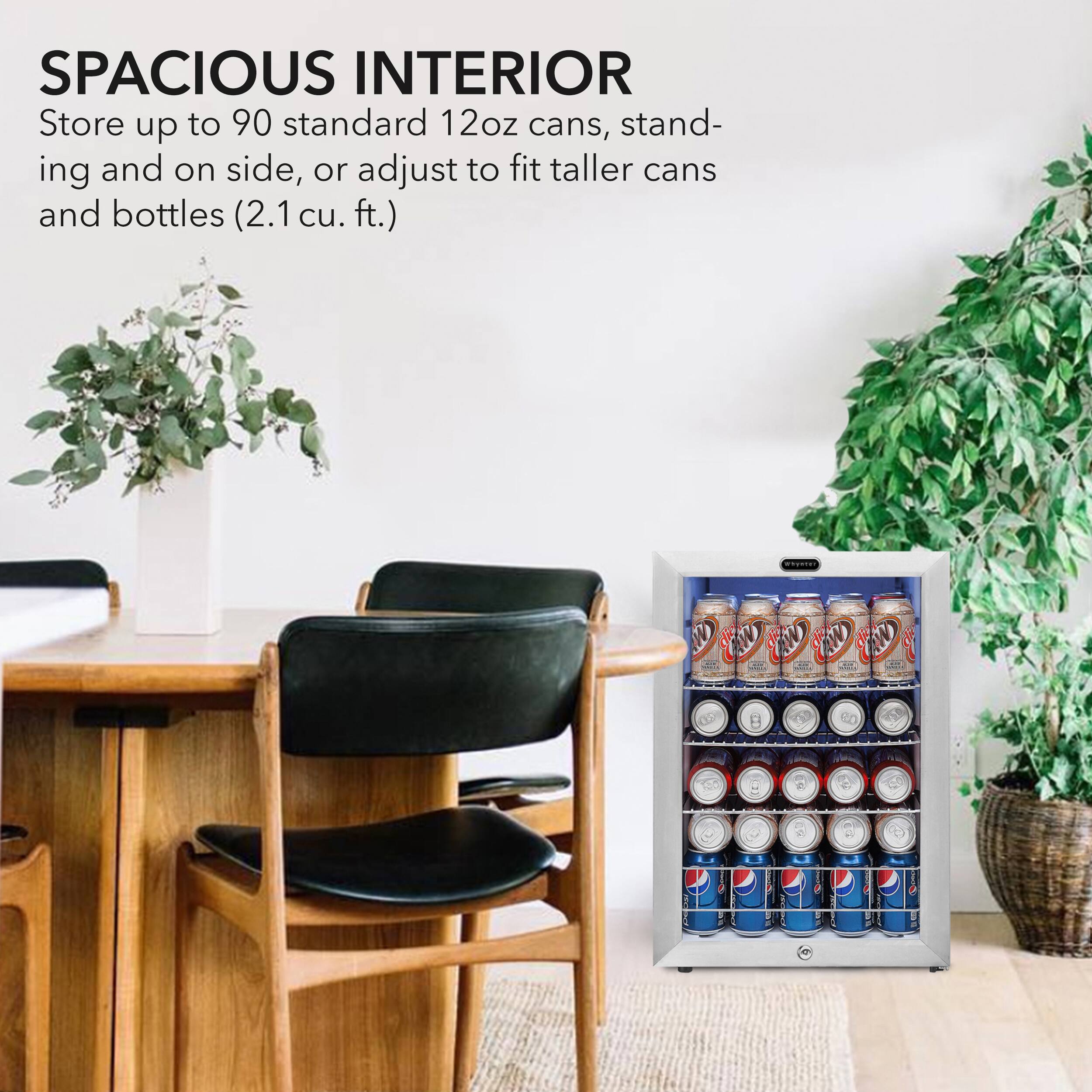 Alt View 12. Whynter - 90-Can Beverage Refrigerator - White Cabinet/Stainless Steel Trim.