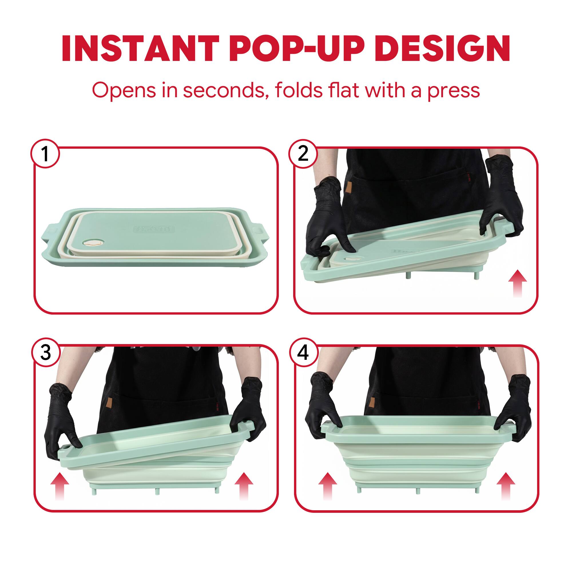INSTANT POP-UP DESIGN  
Opens in seconds, folds flat with a press  

1  
2  
3  
4