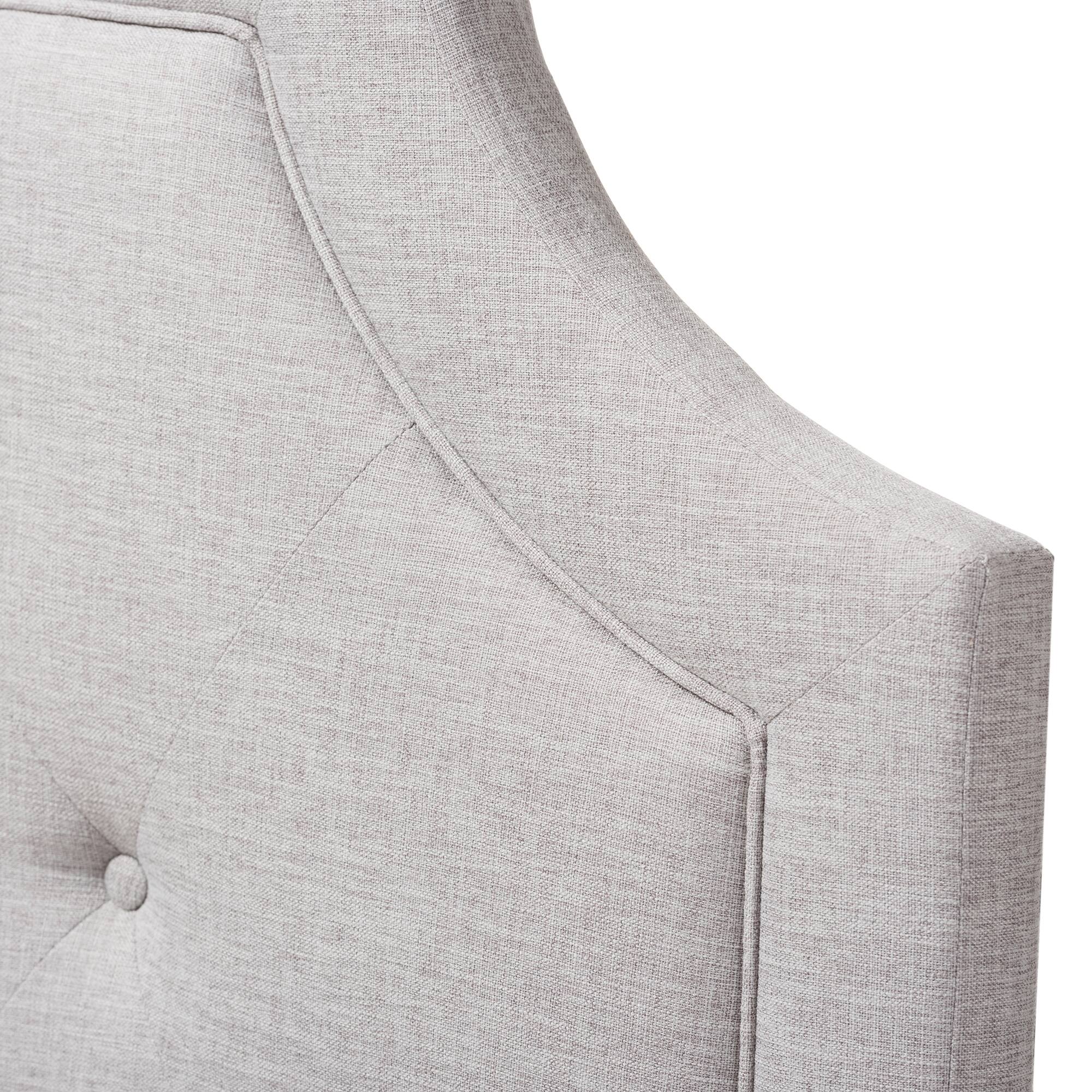 Left. Baxton Studio - Mars Modern and Contemporary Fabric King Size Headboard - Greyish Beige.