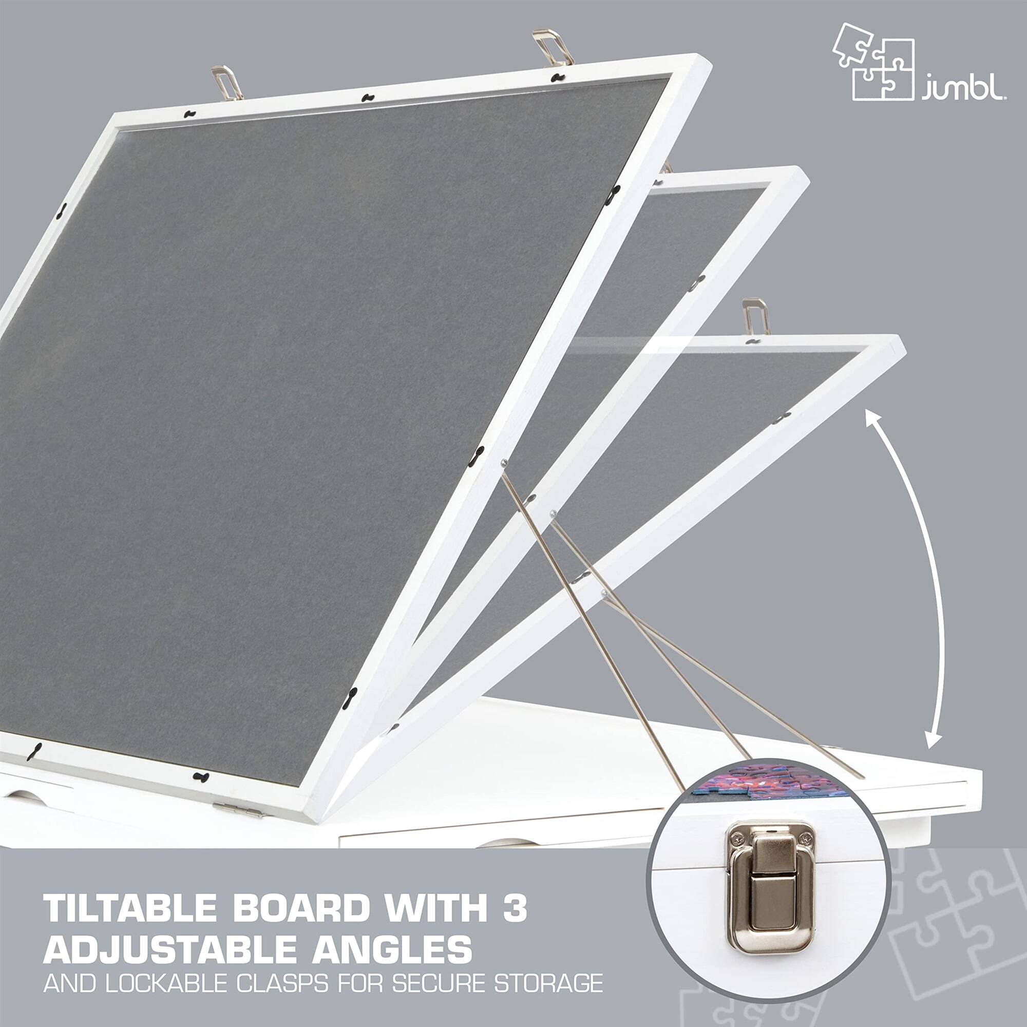 jumbl TILTABLE BOARD WITH 3 ADJUSTABLE ANGLES AND LOCKABLE CLASPS FOR SECURE STORAGE