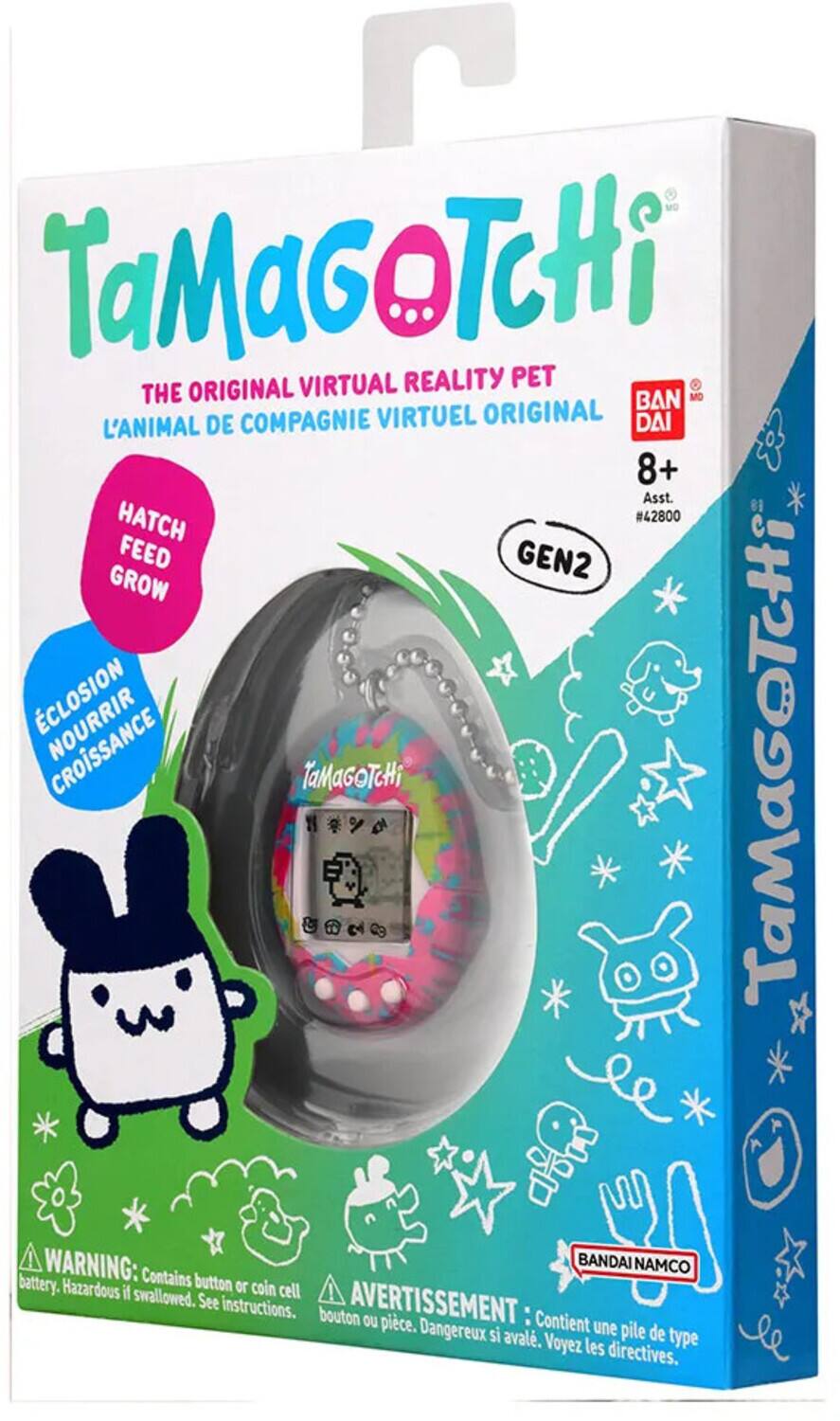 TaMaGOTCHi REALITY PET THE ORIGINAL VIRTUAL BAN DE COMPAGNIE VIRTUEL ORIGINAL DAI L'ANIMAL 8+ Asst. HATCH #42800 FEED GEN2 GROW NOURRIR TaMaGaTcHi TaMAGOTCHi WARNING: Contains button or coin cell battery. Hazardous if swallowed. See instructions. AVERTISSEMENT: bouton ou pièce de type pile. Dangereux si avalé. Voyez les directives.