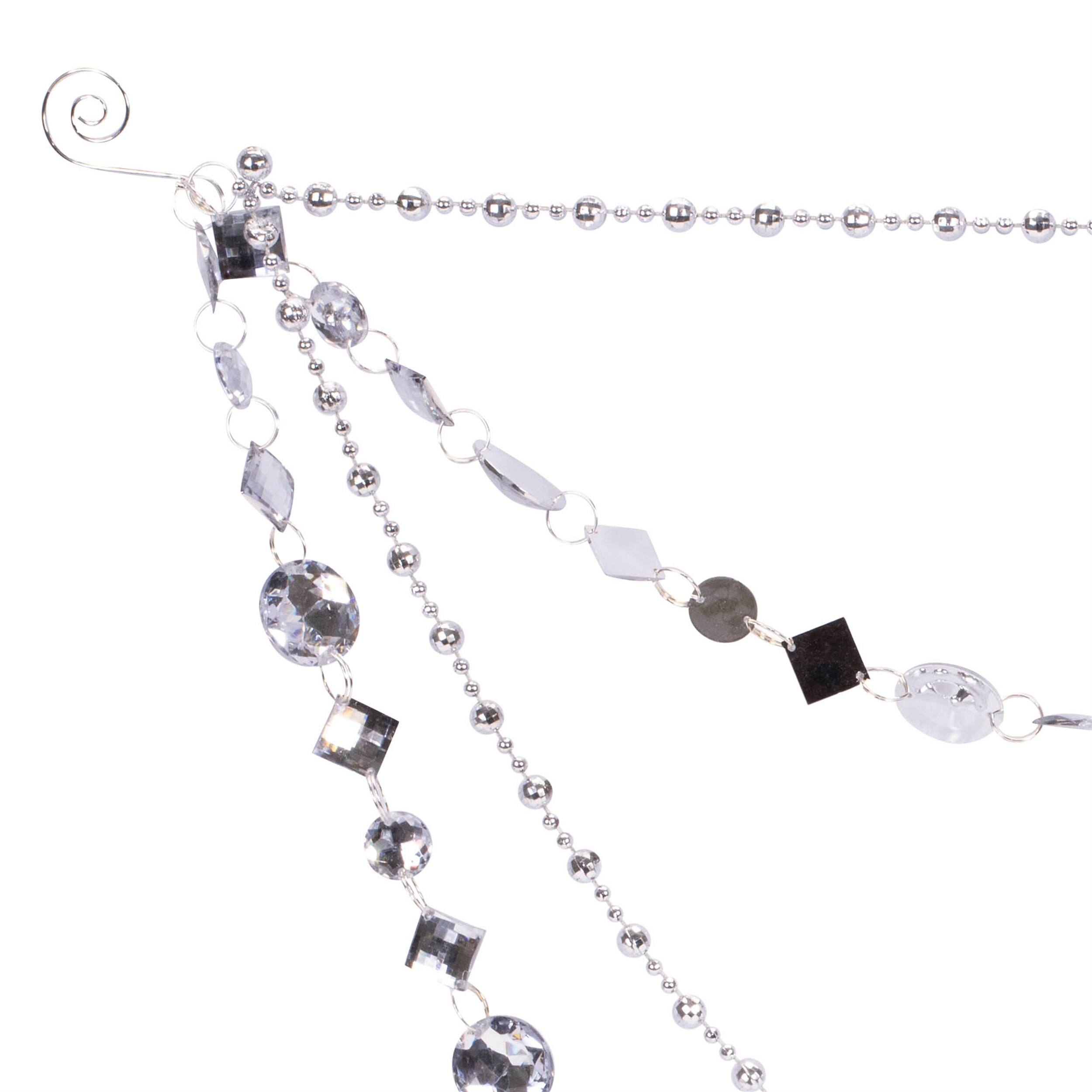 Angle. BreeBe - Jewel Bead and Chain Link Garland (Set of 2) - Silver.