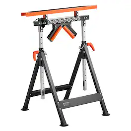 VEVOR - 4-in-1 Roller Stand, 440 lb Load Capacity, 33-50 in Adjustable Height, Folding Heavy Duty with Rack - Black;Orange