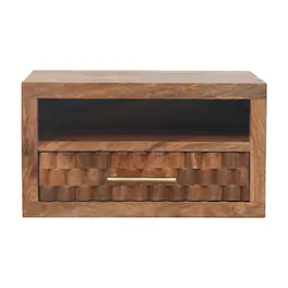 Artisan Furniture - Solid Wood Arno Wall-Mounted Nightstand in Golden Teak - Brown