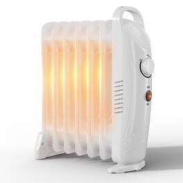 Chery Life - 700 W White Electric Oil Filled Radiator Heater with Adjustable Thermostat for Home Office