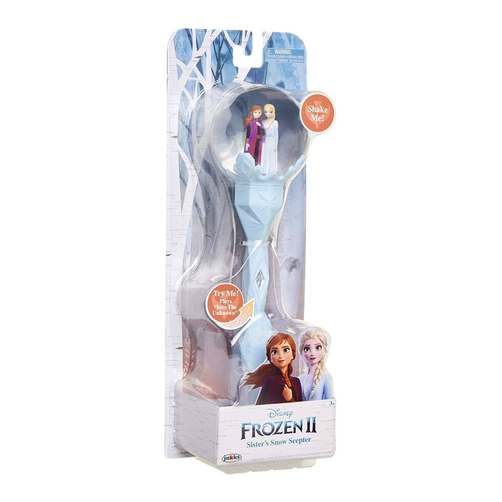 **Disney Frozen II**

**Sister's Snow Scepter**

**Shake Me!**

**Try Me! Plays "Into the Unknown"**

**Jakks Pacific**