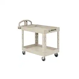 RubberMaid - 2-Shelf Plastic/Poly Mobile Utility Cart with Swivel Wheels, (FG450088BEIG) - Beige