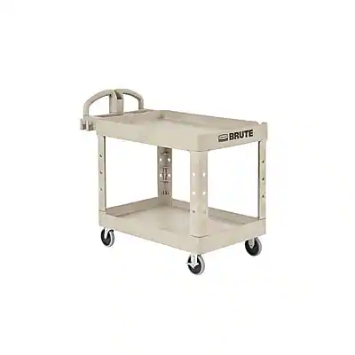 Front. RubberMaid - Rubbermaid 2-Shelf Plastic/Poly Mobile Utility Cart with Swivel Wheels (FG450088BEIG) - Beige.