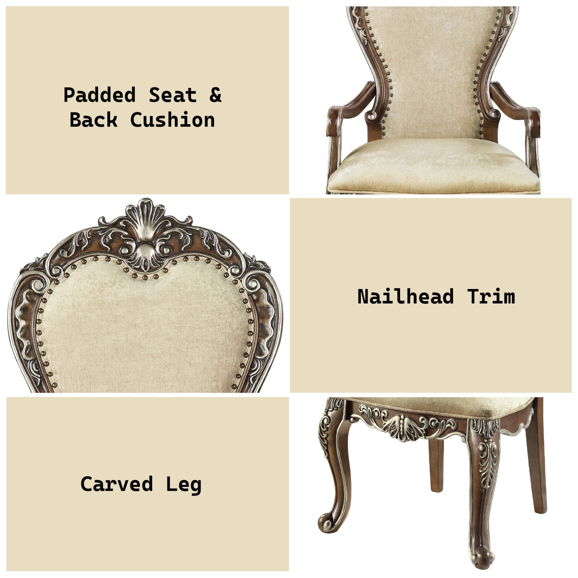 Padded Seat & Back Cushion

Nailhead Trim

Carved Leg