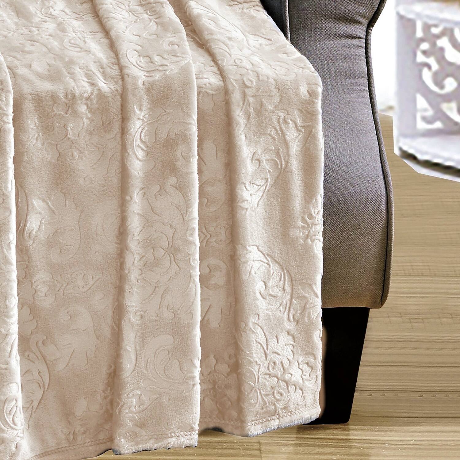Alt View 2. Noble House - Plazatex Versailles Embossed Decorative Super Soft Throw Blanket for Sleep/Decor 2 Pack 50" x 60" Taupe - Taupe.