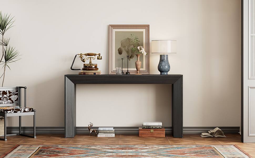 Left. TinyHomie - Mirod Elegant Console Table Fireplace Design Wood Veneer Top.