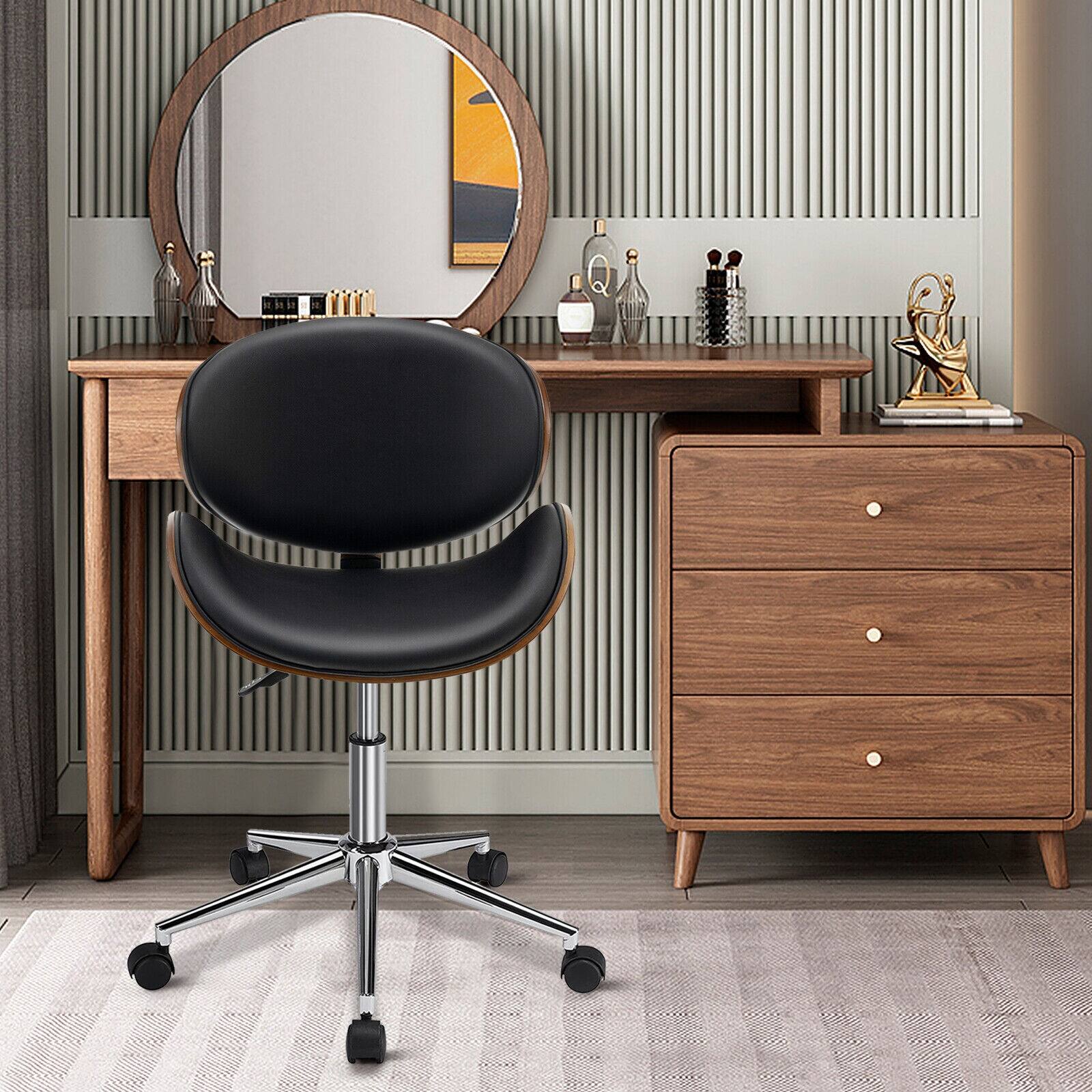 Alt View 7. Ecooso - Adjustable Leather Office Chair Swivel Bentwood Desk Chair with Curved Seat - Black.