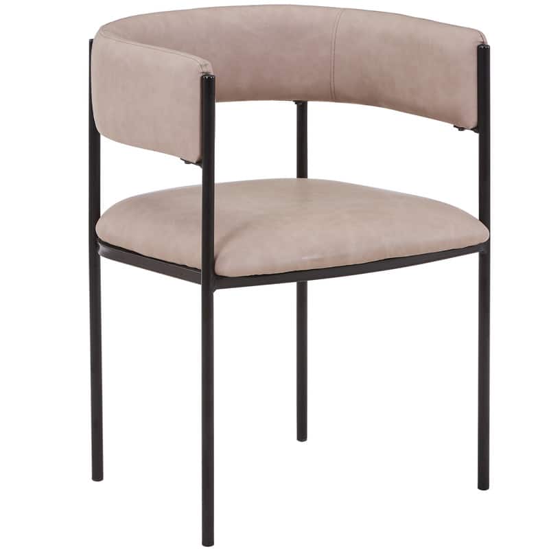Front. LeisureMod - Cyril Modern Leather/Velvet/Suede Fabric U-Shaped Dining Chair with Iron Frame for Home Dining Room or Office - Taupe.