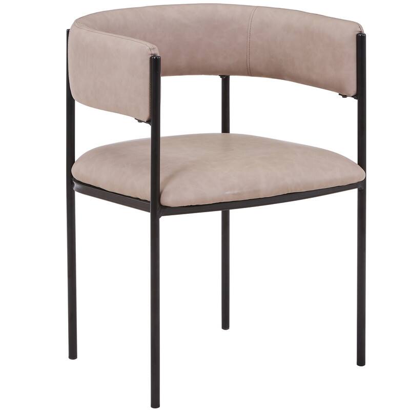 Front. LeisureMod - Cyril Modern Leather/Velvet/Suede Fabric U-Shaped Dining Chair with Iron Frame for Home Dining Room or Office - Taupe.