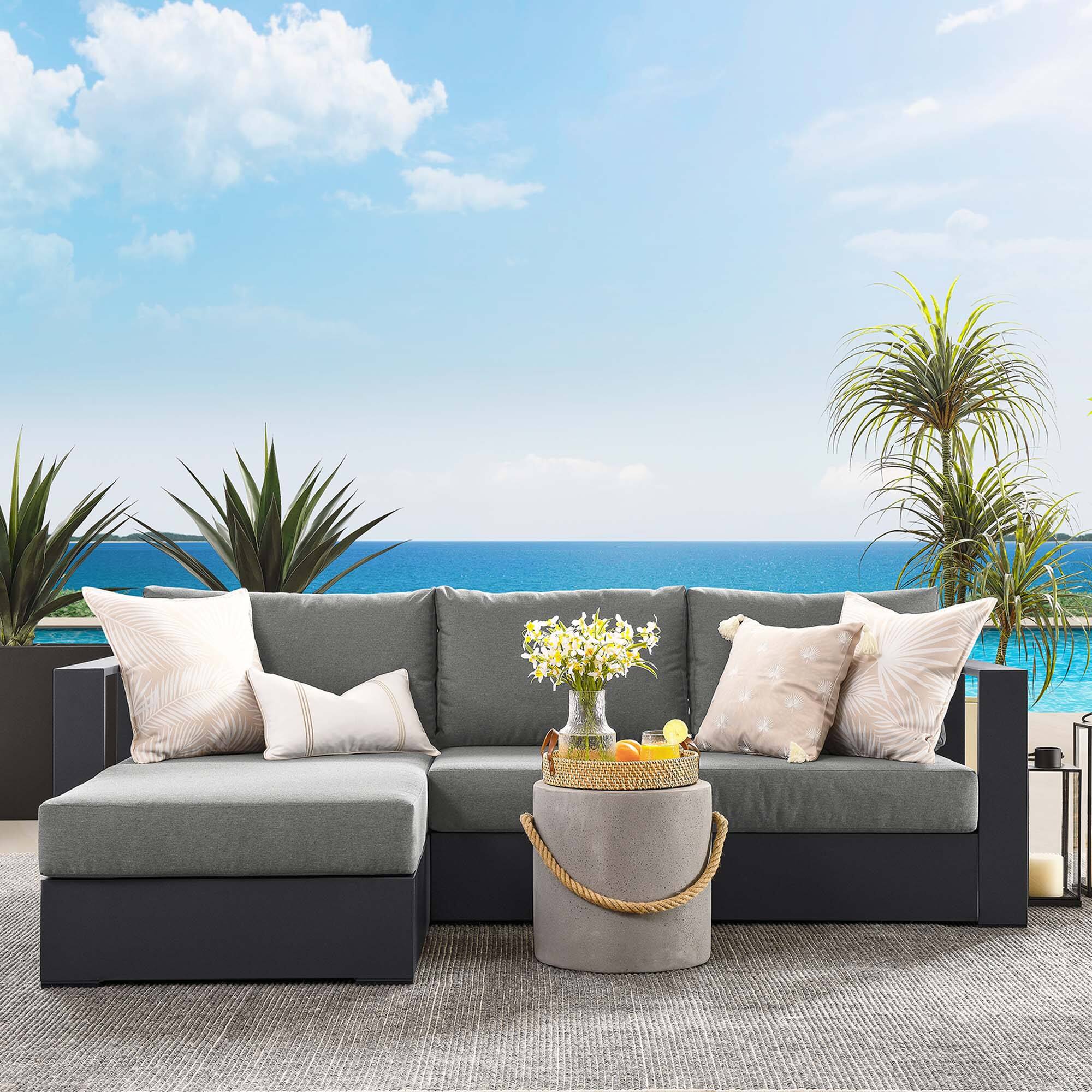 Alt View 2. Modway - Tahoe 2-Piece Outdoor Powder-Coated Aluminum Left-Facing Chaise Sectional Sofa Set - Gray Charcoal.