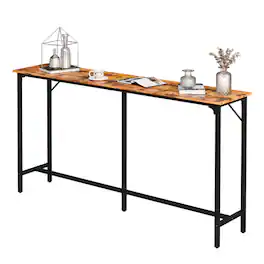 Winado - 43"-71" Wooden Top Bar Long Counter Height Pub Table with Robust Metal Frame and Easy-Clean Surface Scratch for Bar - Brown-71"x39"x15"