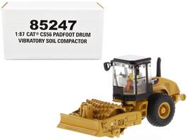Diecast Masters - CAT Caterpillar CS56 Padfoot Drum Vibratory Soil Compactor with Operator "High Line" Series 1/87 (HO) Scale Diecast - Yellow