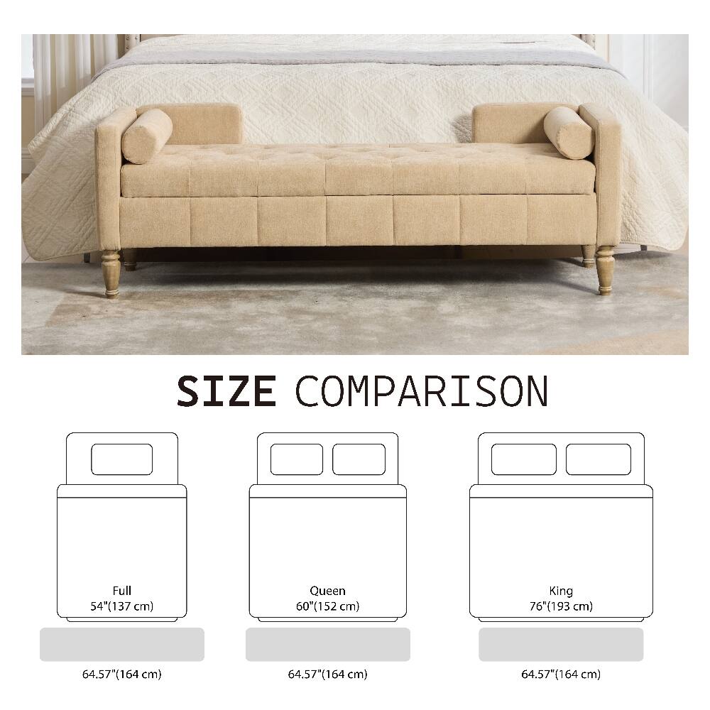 SIZE COMPARISON
Full 54"(137 cm)
Queen 60"(152 cm)
King 76"(193 cm)
64.57"(164 cm)