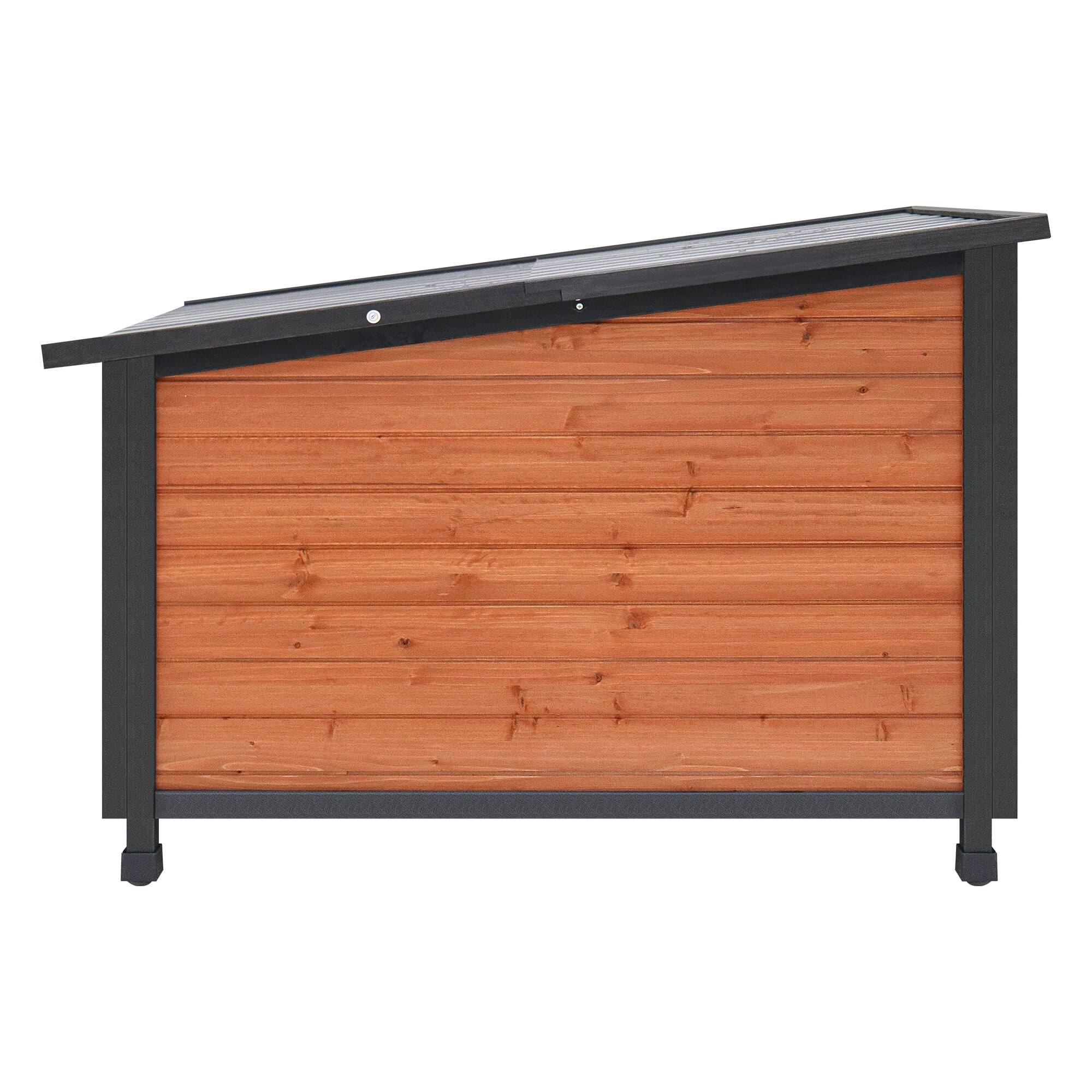 Alt View 1. Pefilos - 46" Wood Dog House for Large Dogs with PVC Roof and Removable Floor Outdoor Weatherproof Pet Cat House.