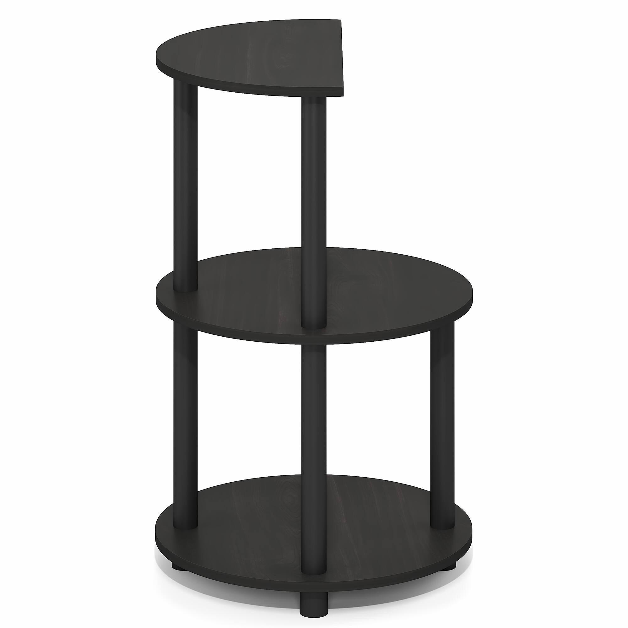 Alt View 6. Furinno - TURN-N-TUBE Side Table, Open Shelf Round End Table, Half Round Table Top Night Stand, Toolless Nightstand, Bedside Table - Espresso/Black.