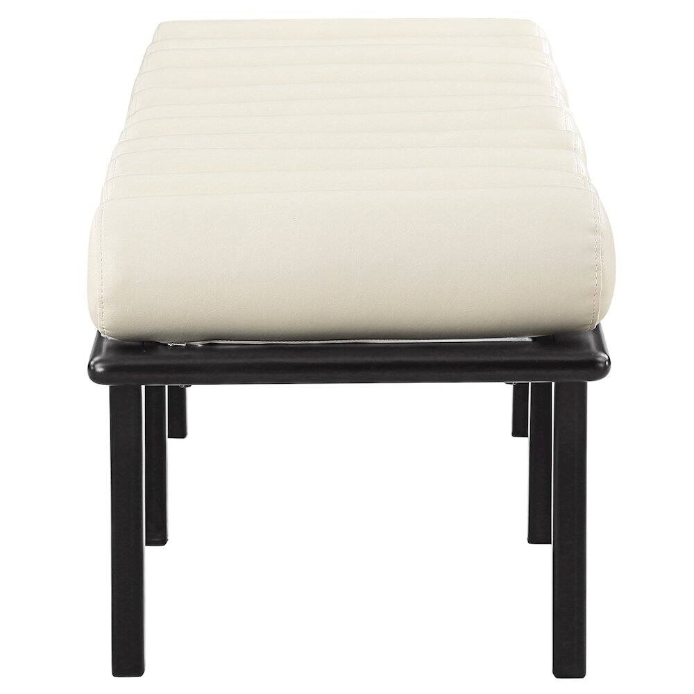 Alt View 4. Meridian Furniture - Landon Cream Vegan Leather Bench - Beige.