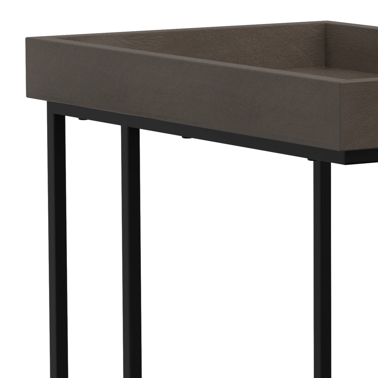 Alt View 7. Simpli Home - Gallagher SOLID MANGO WOOD and Metal 12 inch Wide Rectangle Industrial C Side Table in Walnut Brown, Fully Assembled - Walnut Brown.