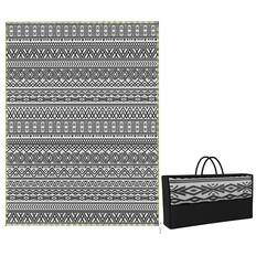 Front. Outsunny - Rug Carpet with USB Lights Reversible Patio Rug with Carry Bag for Camping 12' x - Black.