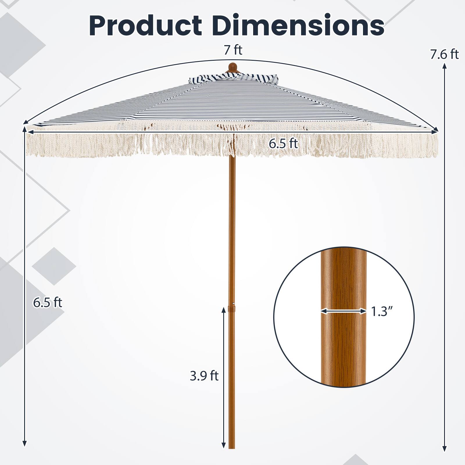 Product Dimensions: 7 ft, 7.6 ft, 6.5 ft, 6.5 ft, 1.3", 3.9 ft
