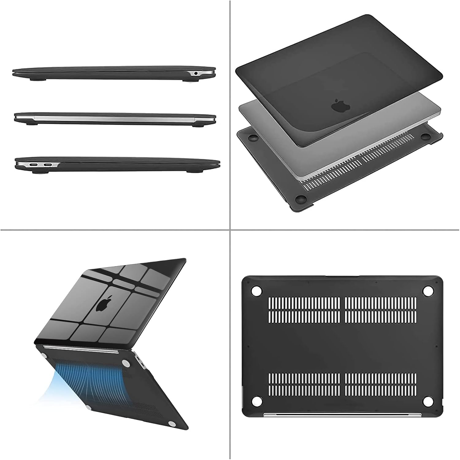 Alt View 1. mosiso - 4IN1 Case Kit for MacBook Air 13 inch M1 A2337 A2179 A1932 2021-2018, Hard Shell&Keyboard Cover&Screen Protector&Pouch - Crystal Black.