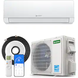 Waykar - Mini Split Air Conditioner 12000 BTU Cooling and Heating Inverter System 115V with Remote Control - White