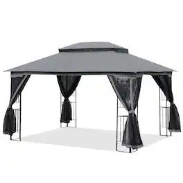 Ecooso - 13x10 Outdoor Patio Gazebo Canopy Tent With Ventilated Double Roof And Mosquito net,Suitable for Lawn, Garden - Gray